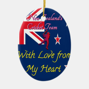 New Zealand Cricket Team: Love From My Heart Art Ceramic Tree Decoration