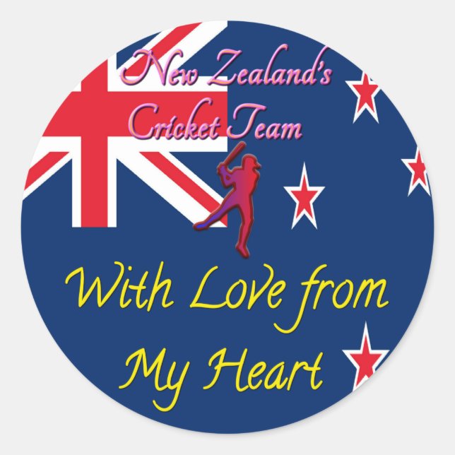 New Zealand Cricket Team: Love From My Heart Art Classic Round Sticker (Front)