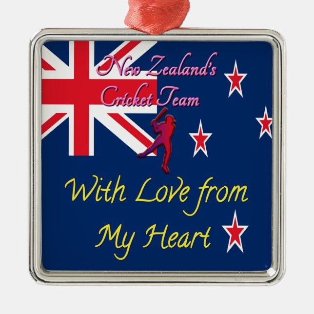 New Zealand Cricket Team: Love From My Heart Art Metal Tree Decoration (Front)