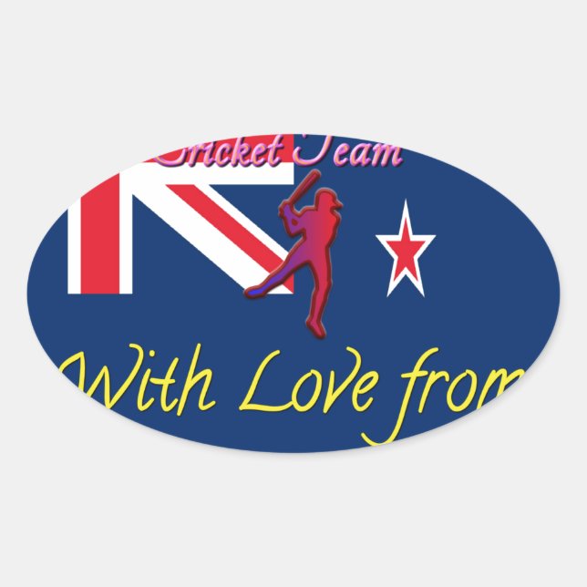 New Zealand Cricket Team: Love From My Heart Art Oval Sticker (Front)