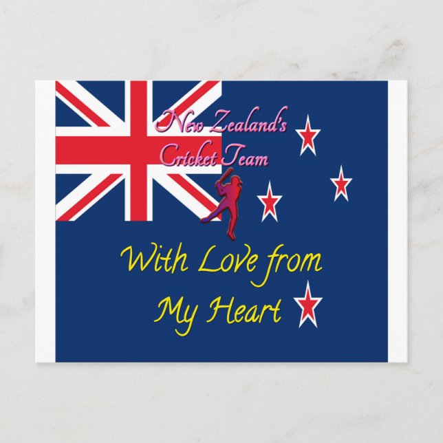 New Zealand Cricket Team Love From My Heart Art Postcard (Front)