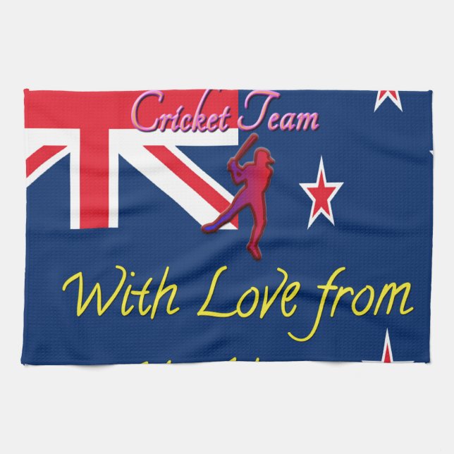 New Zealand Cricket Team: Love From My Heart Art Tea Towel (Horizontal)