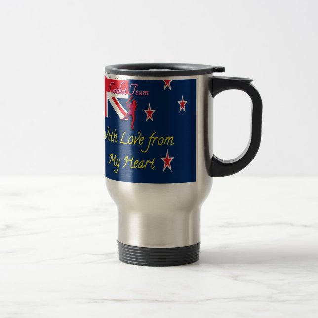 New Zealand Cricket Team: Love From My Heart Art Travel Mug (Right)