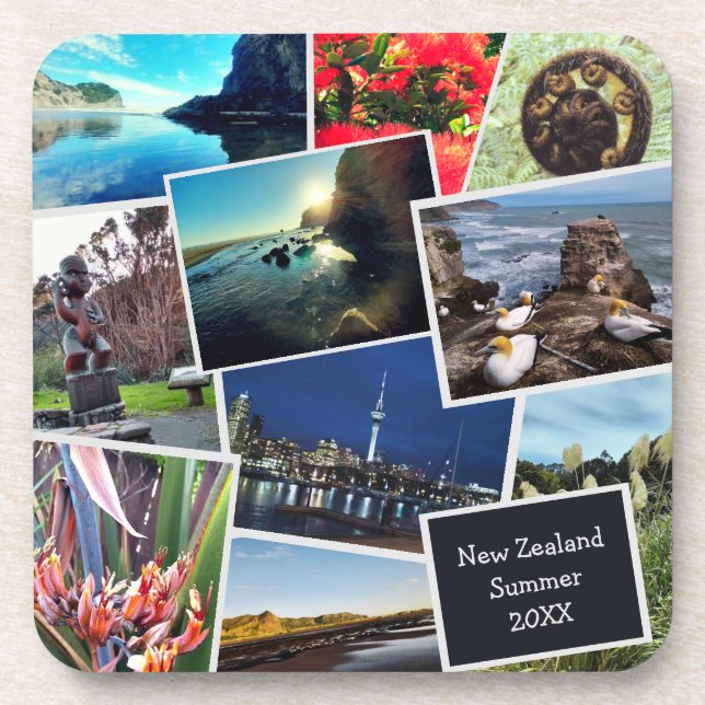 New Zealand Custom Photo Collage  Beverage Coaster (Front)