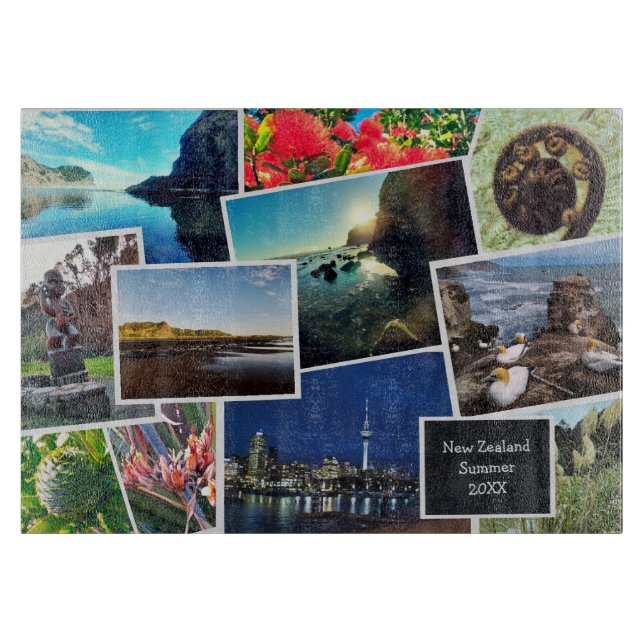 New Zealand Custom Photo Collage Cutting Board (Front)