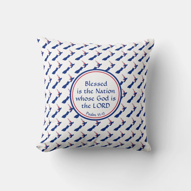 NEW ZEALAND Custom Scripture BLESSED NATION Cushion (Front)
