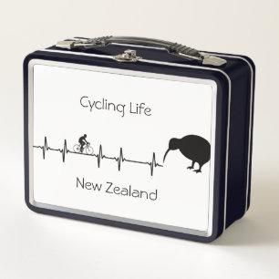 New Zealand Cycling Heartbeat Kiwi Bike Gift Metal Lunch Box