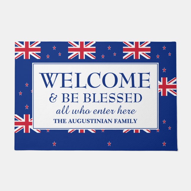 NEW ZEALAND Family Welcome Doormat (Front)