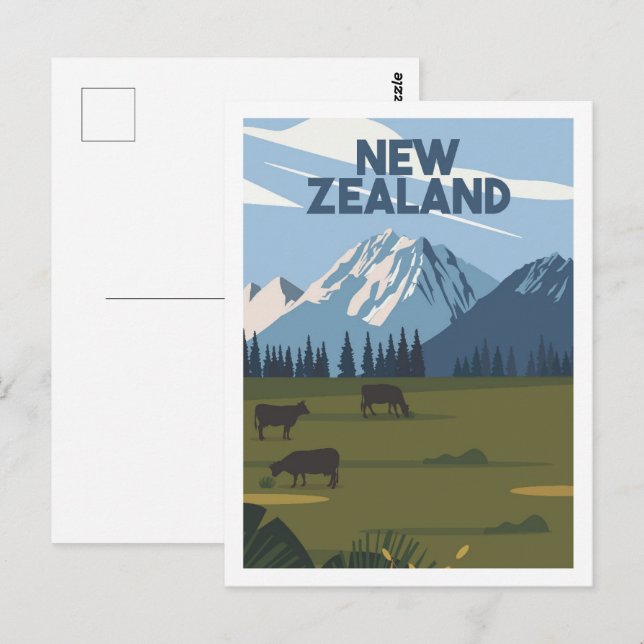New Zealand Famous Travel Place Illustration Postcard (Front/Back)