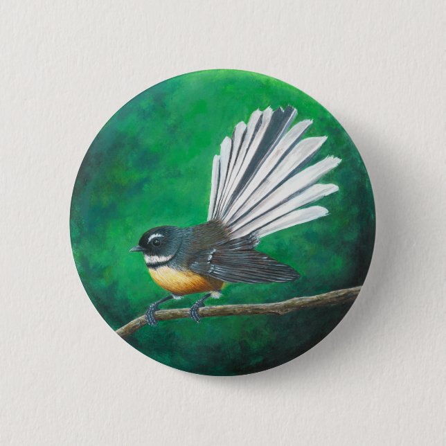 New Zealand fantail bird (piwakawaka) - Badge (Front)