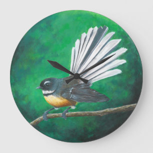 New Zealand fantail bird (piwakawaka) - Clock