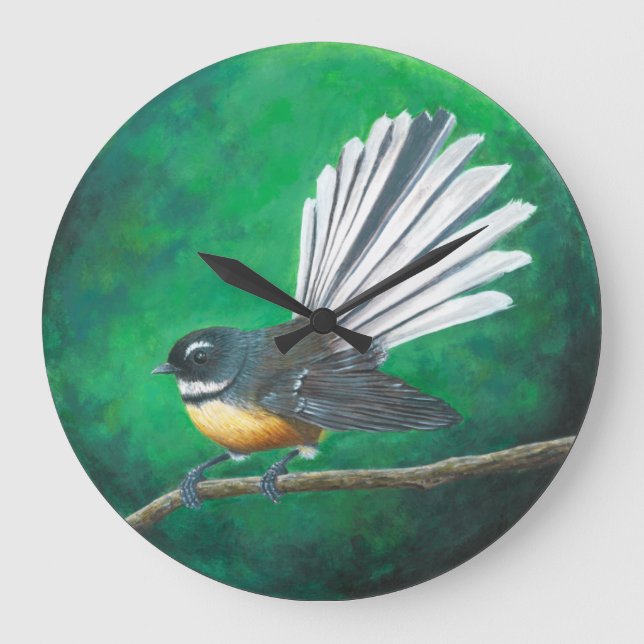 New Zealand fantail bird (piwakawaka) - Clock (Front)