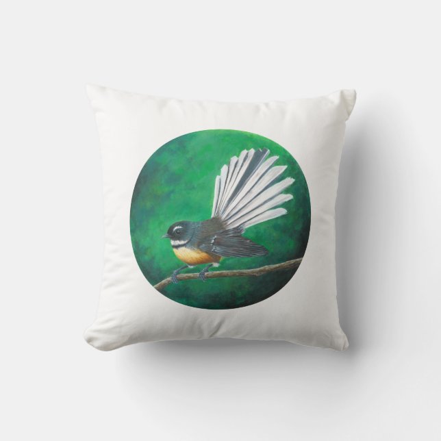 New Zealand fantail bird (piwakawaka) - Cushion (Front)