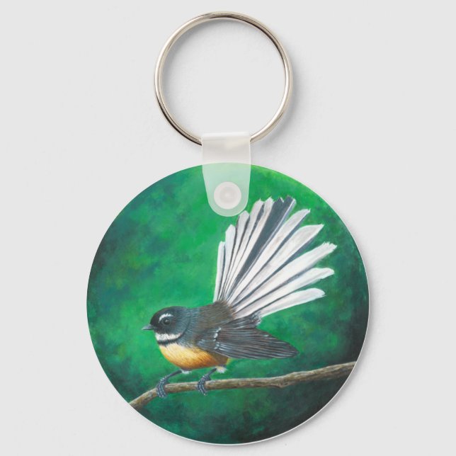 New Zealand fantail bird (piwakawaka) - Key Ring (Front)