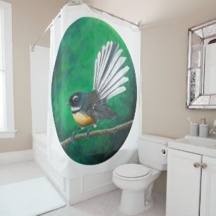 New Zealand fantail bird (piwakawaka) -  Shower Curtain
