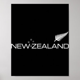 New Zealand Fern Flag Athletic Srts Style Tee  Poster