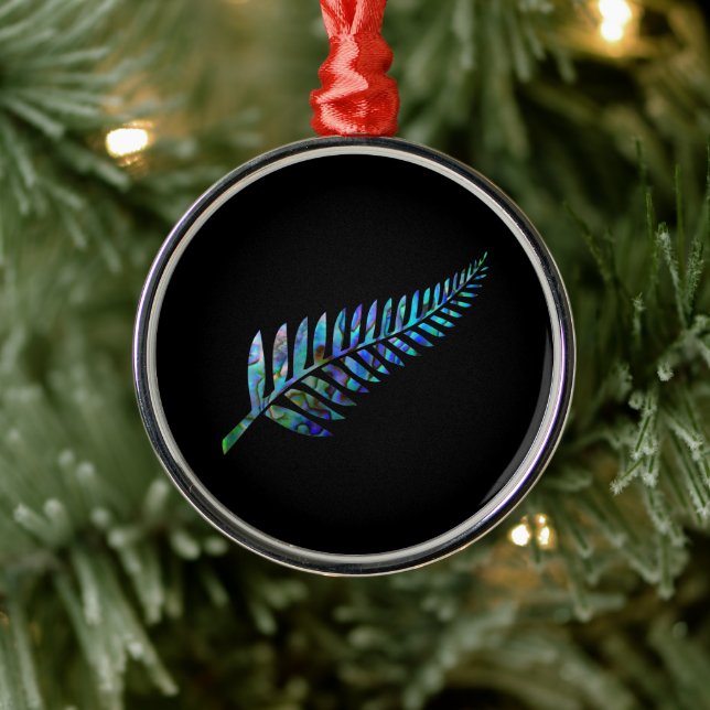 NEW ZEALAND FERN SIMPLE PAUA METAL TREE DECORATION (Tree)