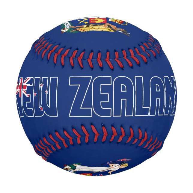 New Zealand Flag and Coat of Arms Patriotic Baseball (Front)