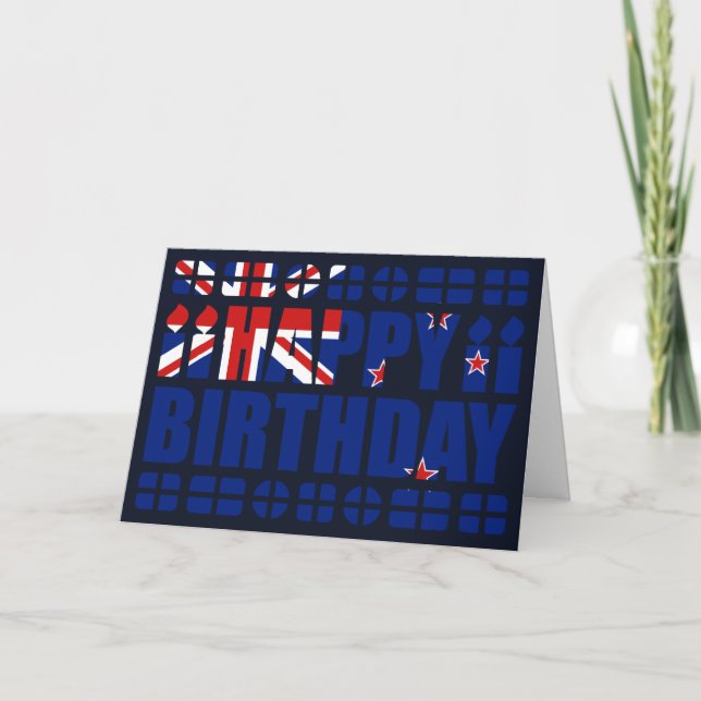 New Zealand Flag Birthday Card (Front)