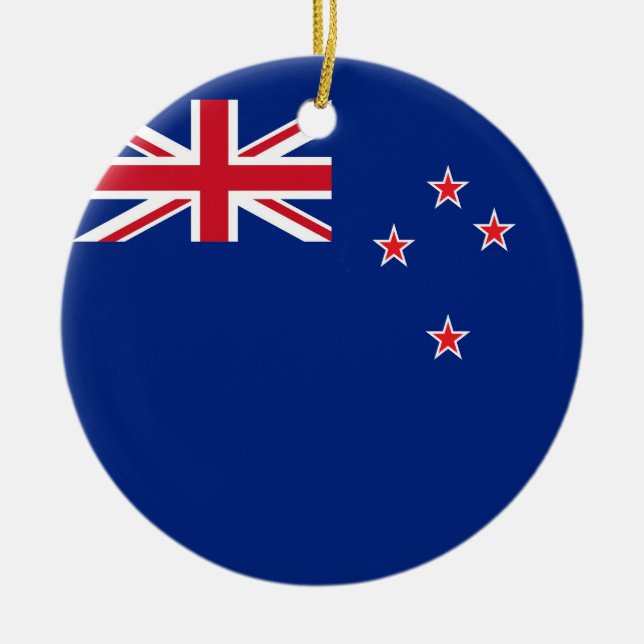 New Zealand flag Ceramic Tree Decoration (Front)