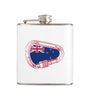 New Zealand Flag Climbing Carabiner Hip Flask