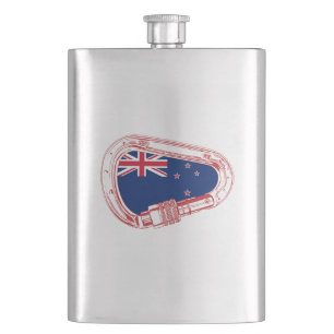 New Zealand Flag Climbing Carabiner Hip Flask