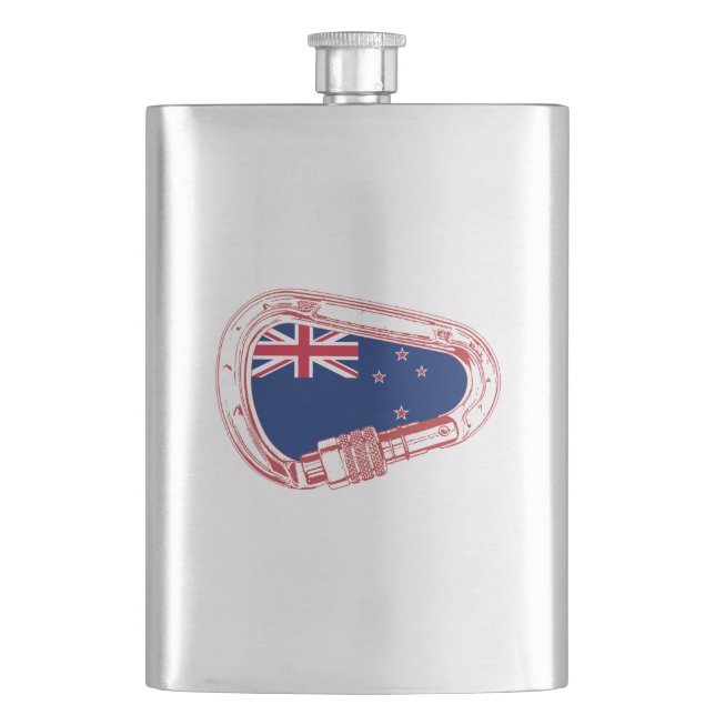 New Zealand Flag Climbing Carabiner Hip Flask (Front)