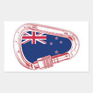 New Zealand Flag Climbing Carabiner Rectangular Sticker
