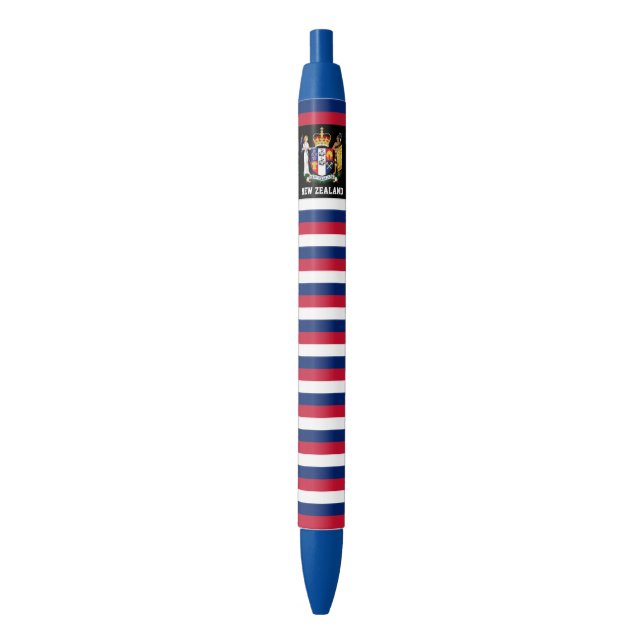 New Zealand Flag Cute Patriotic Black Ink Pen (Front Vertical)