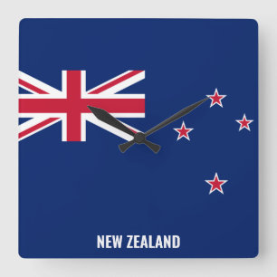 New Zealand Flag Dazzling Patriotic Square Wall Clock