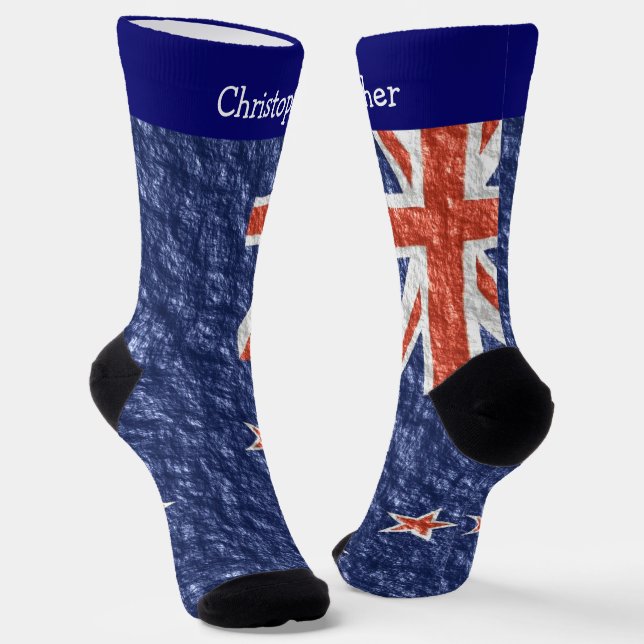 New Zealand Flag Design Socks (Angled)