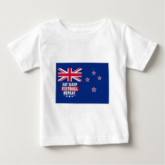 New Zealand Flag | Eat Sleep Football Repeat" Baby T-Shirt