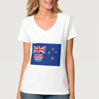 New Zealand Flag | Eat Sleep Football Repeat" T-Shirt