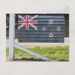 new zealand flag fence postcard