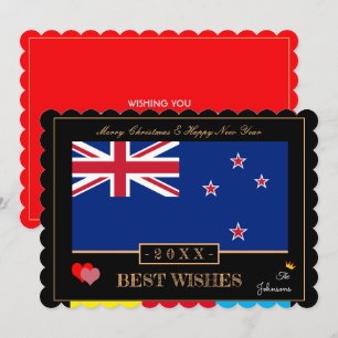 New Zealand Flag &Happy New Year/Best Wishes Kiwi Holiday Card