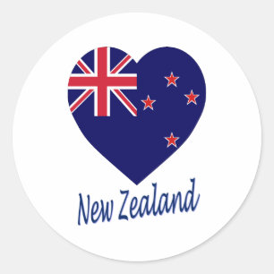 New Zealand Flag Heart Classic Round Sticker