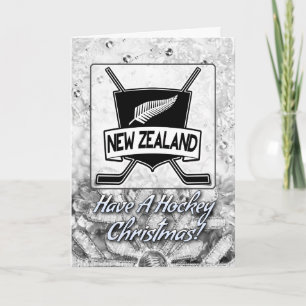 New Zealand Flag Ice Hockey Christmas Card