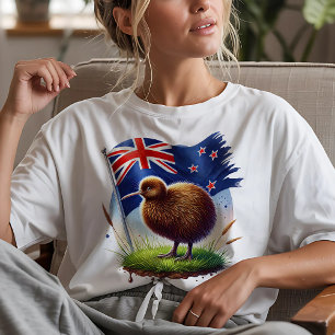 New Zealand Flag & Kiwi Bird T-Shirt