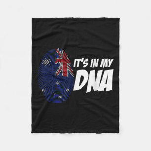New Zealand Flag Kiwi Fingerprint Gift New Zealand Fleece Blanket