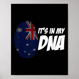 New Zealand Flag Kiwi Fingerprint Gift New Zealand Poster