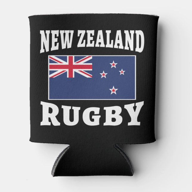 New Zealand Flag Kiwi Flag New Zealand Rugby T-Shi Can Cooler (Front)