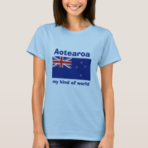 New Zealand Flag + Map + Text T-Shirt