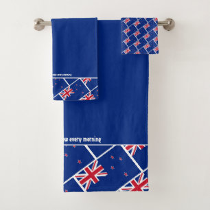 NEW ZEALAND FLAG Personalised Scripture BLUE Bath Towel Set