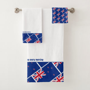 NEW ZEALAND FLAG Personalised Scripture WHITE Bath Towel Set