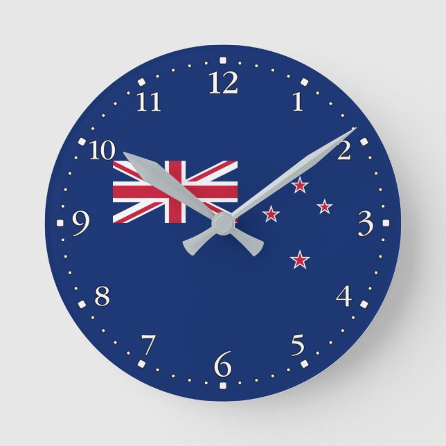 New Zealand Flag Round Clock (Front)