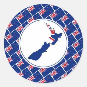 NEW ZEALAND FLAG Stylish Aotearoa Map Classic Round Sticker