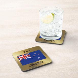 New Zealand Flag+Text Coaster