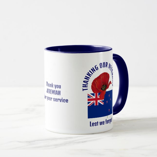 New Zealand Flag THANK YOU VETERANS Mug (Front Right)