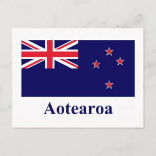New Zealand Flag with Name in Maori Postcard