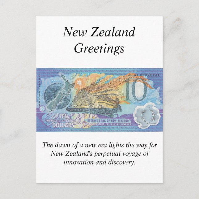 New Zealand Greetings Card - Commemorative note (Front)
